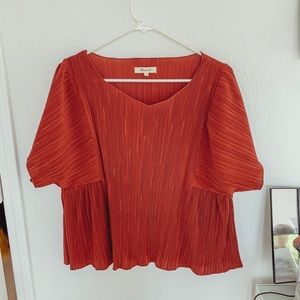 Madewell burnt orange pleated top
